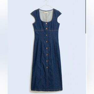 Madewell Denim Square-Neck Midi Dress in Benton Wash